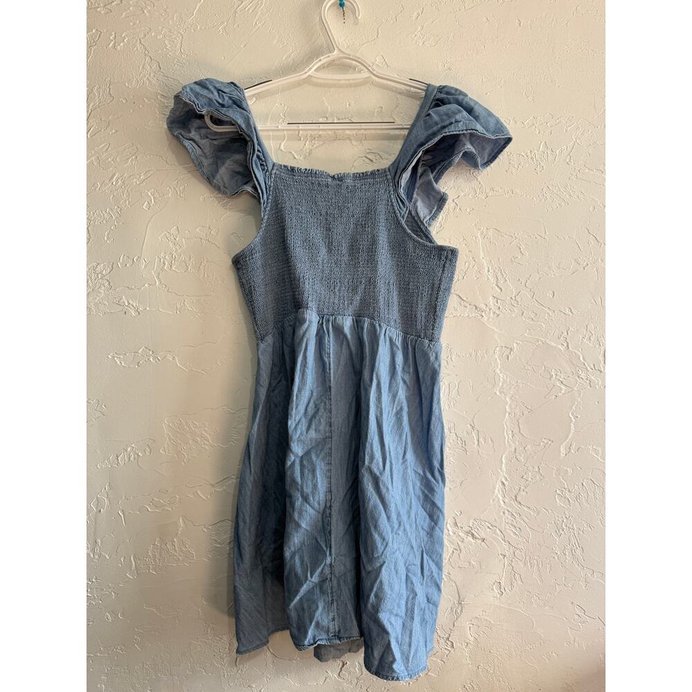 Old Navy chambray smocked babydoll ruffle flutter sleeve dress womens medium - Picture 7 of 9